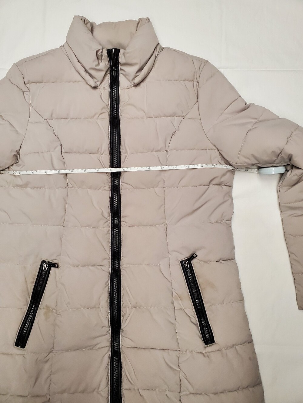 Laundry by Shelli Segal Women's M Taupe Puffer Coat Zip Pockets Vietnam - Picture 5 of 9